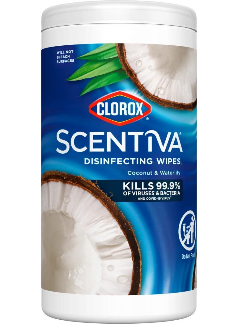Clorox Scentiva Disinfecting Wipes Coconut And Waterlily 75 Wipes Pack